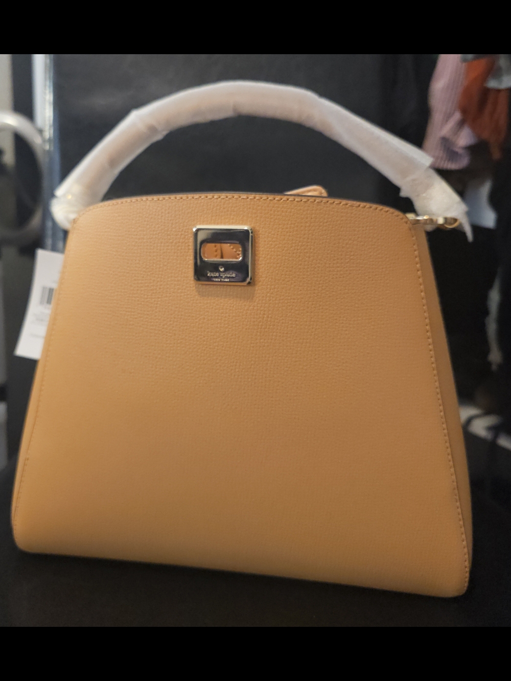kate spade Structured Pebbled Top-Handle Satchel in Camel